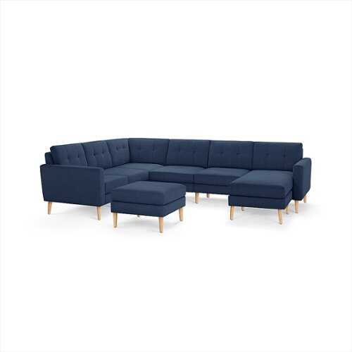 Rent to own Burrow - Mid-Century Nomad 6-Seat Corner Sectional with Chaise and Ottoman - Navy Blue