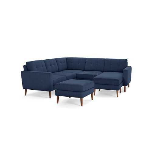 Rent to own Burrow - Mid-Century Nomad 5-Seat Corner Sectional with Chaise and Ottoman - Navy Blue