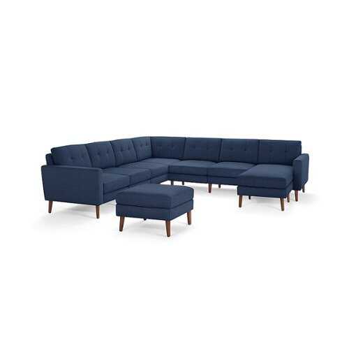 Rent to own Burrow - Mid-Century Nomad 7-Seat Corner Sectional with Chaise and Ottoman - Navy Blue