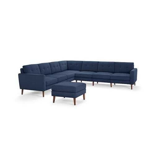 Rent to own Burrow - Mid-Century Nomad 7-Seat Corner Sectional with Ottoman - Navy Blue