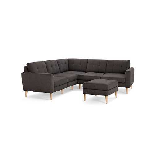 Rent to own Burrow - Mid-Century Nomad 5-Seat Corner Sectional with Ottoman - Charcoal