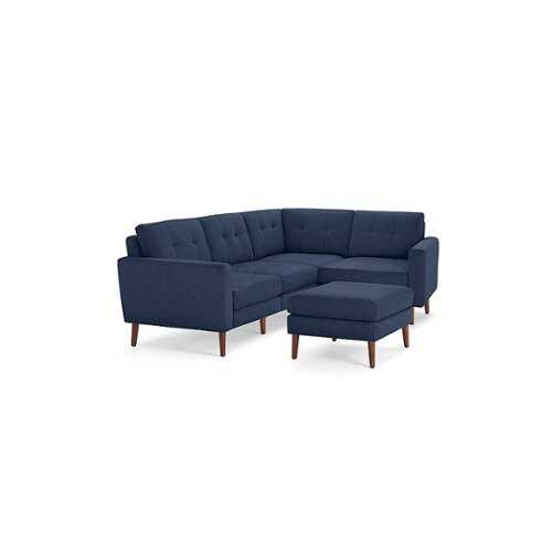 Rent to own Burrow - Mid-Century Nomad 4-Seat Corner Sectional with Ottoman - Navy Blue