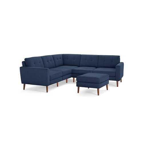 Rent to own Burrow - Mid-Century Nomad 5-Seat Corner Sectional with Ottoman - Navy Blue