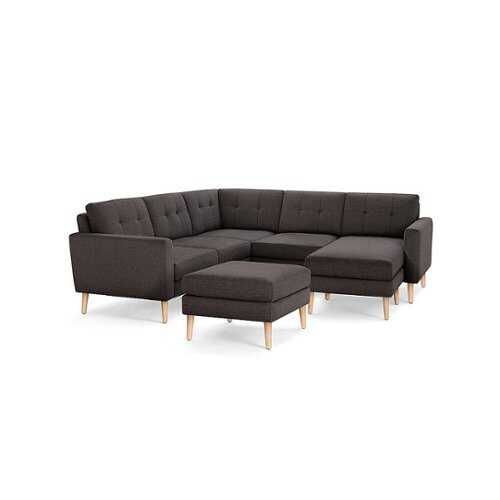 Rent to own Burrow - Mid-Century Nomad 5-Seat Corner Sectional with Chaise and Ottoman - Charcoal