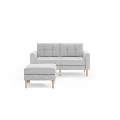 Rent to own Burrow - Mid-Century Nomad Loveseat with Ottoman - Crushed Gravel