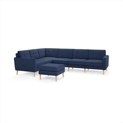 Rent to own Burrow - Mid-Century Nomad 6-Seat Corner Sectional with Ottoman - Navy Blue