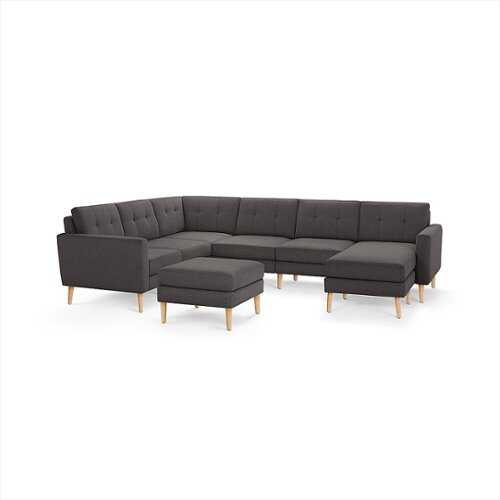 Rent to own Burrow - Mid-Century Nomad 6-Seat Corner Sectional with Chaise and Ottoman - Charcoal