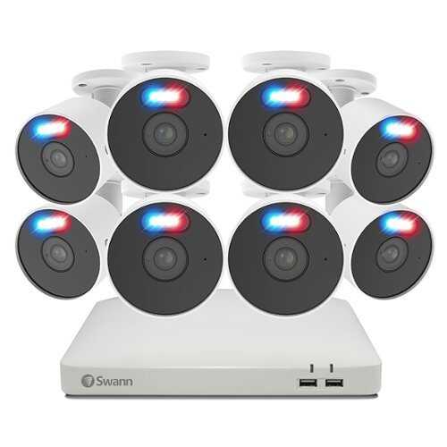 Rent to own Swann - 8 Channel, 8 Enforcer 1080P 1-Way Audio Cameras, Indoor/Outdoor, 1TB DVR Security Surveillance System with Analytics