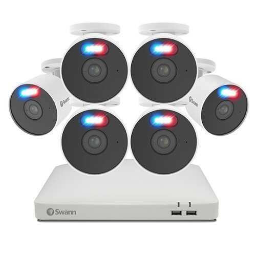 Rent To Own - Swann - 8 Channel, 6 Enforcer 1080P 1-Way Audio Cameras, Indoor/Outdoor, 1TB DVR Security Surveillance System with Analytics