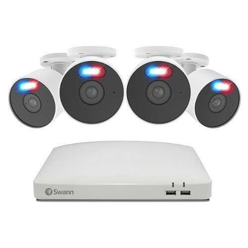 Rent to own Swann - 8 Channel, 4 Enforcer 1080P 1-Way Audio Cameras, Indoor/Outdoor, 1TB DVR Security Surveillance System with Analytics