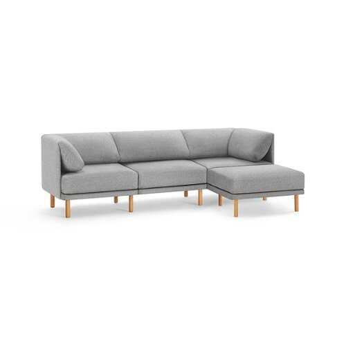 Rent to own Burrow - Contemporary Range 3-Seat Sofa with Attachable Ottoman - Stone Gray