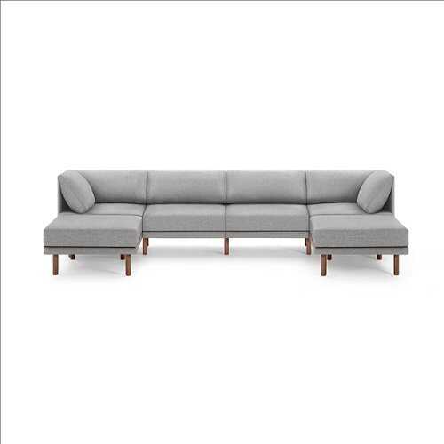 Rent to own Burrow - Contemporary Range 4-Seat Sofa with Double Attachable Ottoman - Stone Gray
