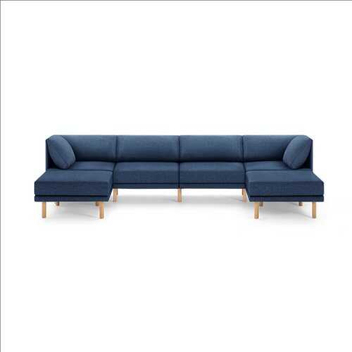 Rent to own Burrow - Contemporary Range 4-Seat Sofa with Double Attachable Ottoman - Navy Blue