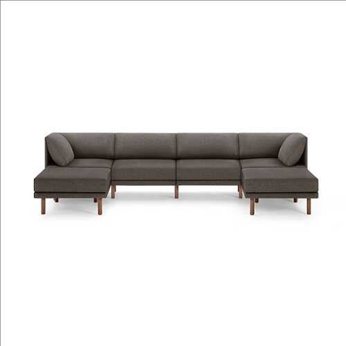 Rent to own Burrow - Contemporary Range 4-Seat Sofa with Double Attachable Ottoman - Heather Charcoal