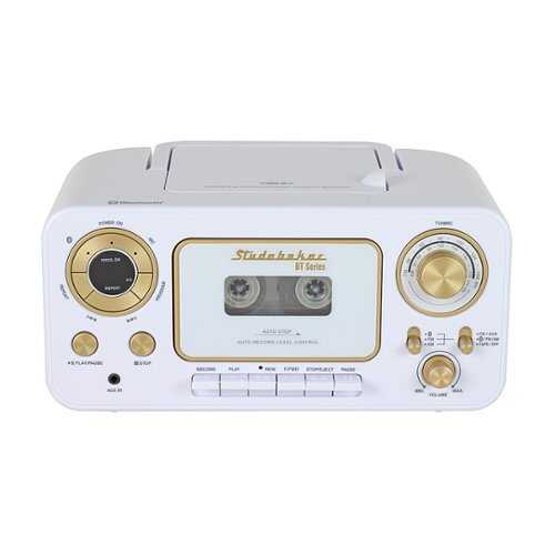 Rent to own Studebaker - Portable Stereo CD Player with Bluetooth, AM/FM Stereo Radio and Cassette Player/Recorder - White