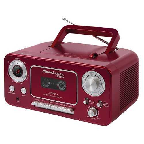 Rent to own Studebaker - Portable Stereo CD Player with Bluetooth, AM/FM Stereo Radio and Cassette Player/Recorder - Red