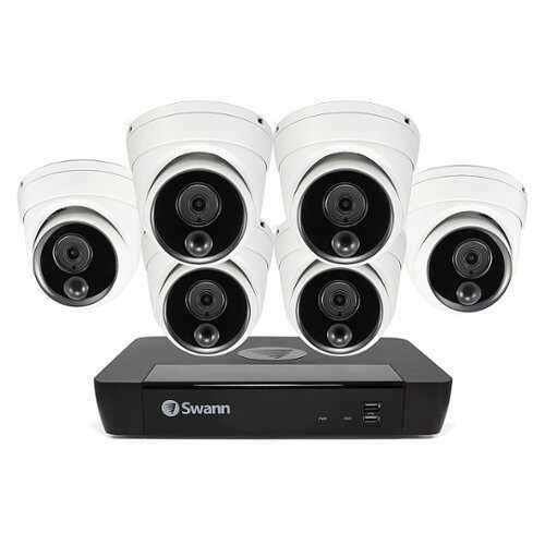 Rent to own Swann - Master Series 8-Channel, 6 Dome-Camera, Indoor/Outdoor PoE Wired 4K UHD 2TB HDD NVR Security Surveillance System