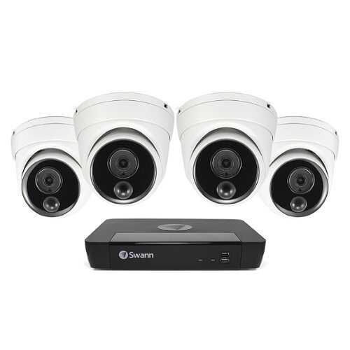 Rent to own Swann - Master Series 8-Channel, 4-Dome Camera, Indoor/Outdoor PoE Wired 4K UHD 2TB HDD NVR Security Surveillance System
