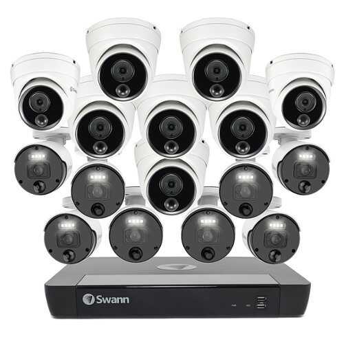 Rent to own Swann - Master Series 16-Ch, 8 Dome/8 Bullet Camera, Indoor/Outdoor PoE Wired 4K UHD 2TB HDD NVR Security Surveillance System