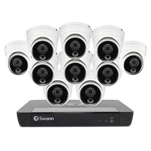 Rent To Own - Swann - Master Series 16-Channel, 10 Dome Camera, Indoor/Outdoor PoE Wired 4K UHD 2TB HDD NVR Security Surveillance System