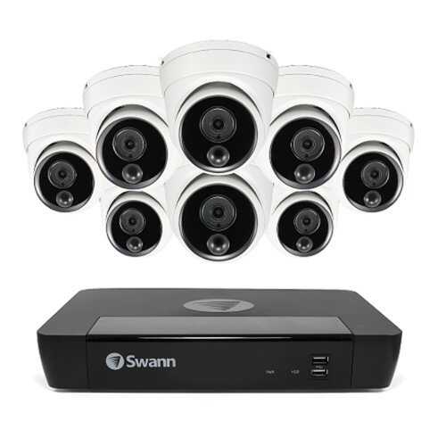 Rent to own Swann - Master Series 8-Channel, 8-Dome Camera, Indoor/Outdoor PoE Wired 4K UHD 2TB HDD NVR Security Surveillance System
