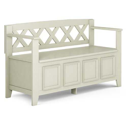 Rent to own Simpli Home - Amherst Entryway Storage Bench - Antique White
