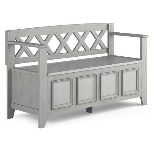 Rent to own Simpli Home - Amherst Entryway Storage Bench - Fog Grey