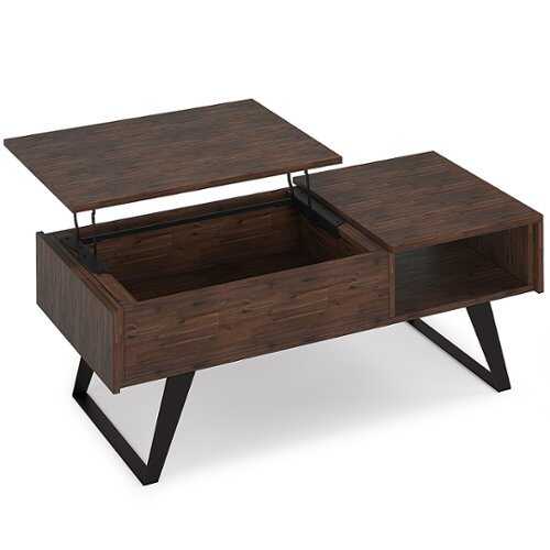 Rent to own Simpli Home - Lowry Lift Top Coffee Table - Distressed Charcoal Brown