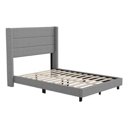 Rent to own Flash Furniture - Hollis Full Size Upholstered Platform Bed with Wingback Headboard-Gray Faux Linen - Gray