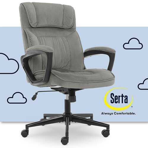 Rent To Own - Serta - Hannah Executive Office Chair with Headrest Pillow - Soft Plush - Gray