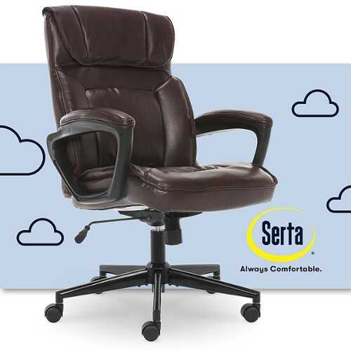 Rent To Own - Serta - Hannah Upholstered Executive Office Chair with Headrest Pillow - Smooth Bonded Leather - Biscuit