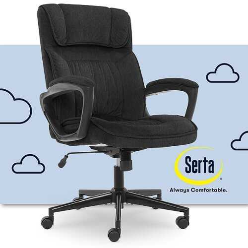 Rent To Own - Serta - Hannah Upholstered Executive Office Chair with Headrest Pillow - Charcoal Gray