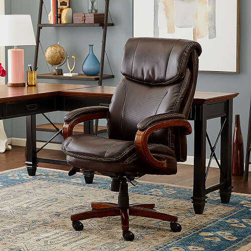 Rent to own La-Z-Boy - Big & Tall Air Bonded Leather Executive Chair - Vino Brown
