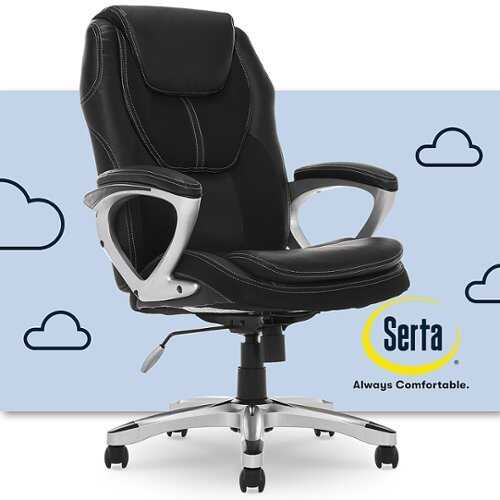 Rent to own Serta - Amplify Work or Play Ergonomic High-Back Faux Leather Swivel Executive Chair with Mesh Accents - Black