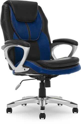 Rent to own Serta - Amplify Work or Play Ergonomic High-Back Faux Leather Swivel Executive Chair with Mesh Accents - Black and Cobalt Blue