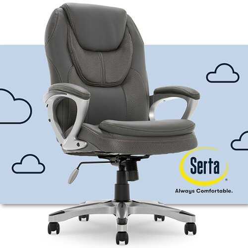 Rent to own Serta - Amplify Work or Play Ergonomic High-Back Faux Leather Swivel Executive Chair with Mesh Accents - Duo Gray