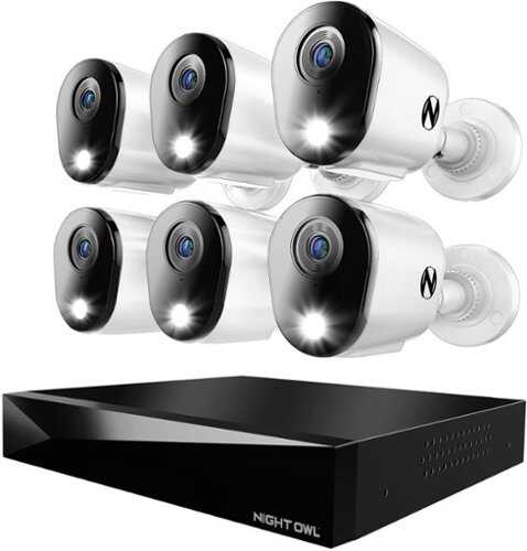 Rent To Own - Night Owl - 12 Channel 6 Camera Wired 4K 2TB DVR Security System - White