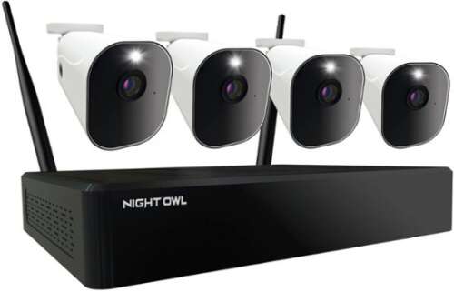 Rent To Own - Night Owl - 10 Channel 4K Wi-Fi NVR Security System with 1TB Hard Drive and 4 Wire Free 1080p Cameras - White