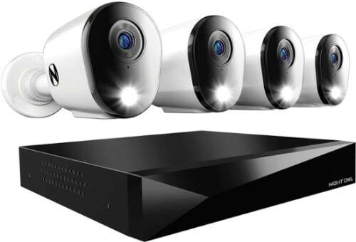 Rent To Own - Night Owl - 12 Channel 2K DVR System with 1TB Hard Drive and 4 Wired 2K Cameras - White