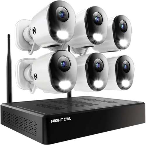 Rent to own Night Owl - 10 Channel 4K Wi-Fi NVR Security System with 1TB Hard Drive and 6 Wi-Fi IP 2K Deterrence Cameras with 2-Way Audio - White