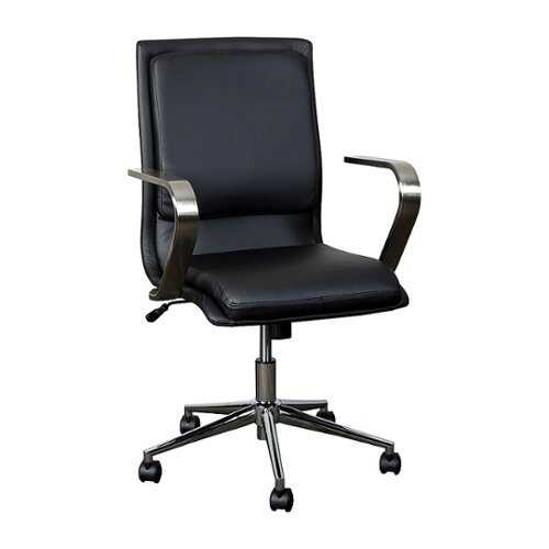 Rent to own Flash Furniture - James Designer Executive Swivel Office Chair with Brushed Chrome Arms and Base, Black - Black/Chrome