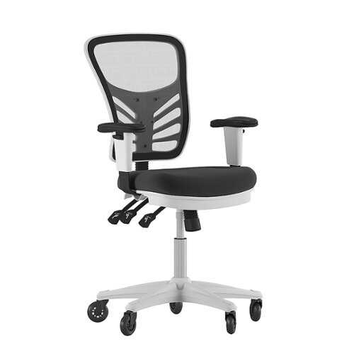 Rent to own Flash Furniture - Mid-Back Ergonomic Multifunction Mesh Chair with Polyurethane Wheels - Black Mesh/White Frame