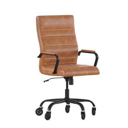 Rent to own Flash Furniture - Whitney Executive Chair with Black Frame & Arms on Skate Wheels - Brown LeatherSoft - Brown LeatherSoft/Black Frame