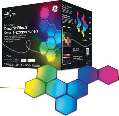 Rent to own GE - Cync Dynamic Effects Panel Lights, Full Color, 7pk