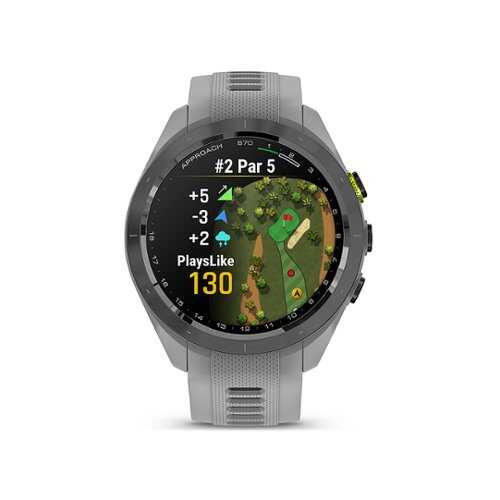 Rent to own Garmin - Approach S70 GPS Smartwatch 42mm Ceramic - Black Ceramic Bezel with Powder Gray Silicone Band