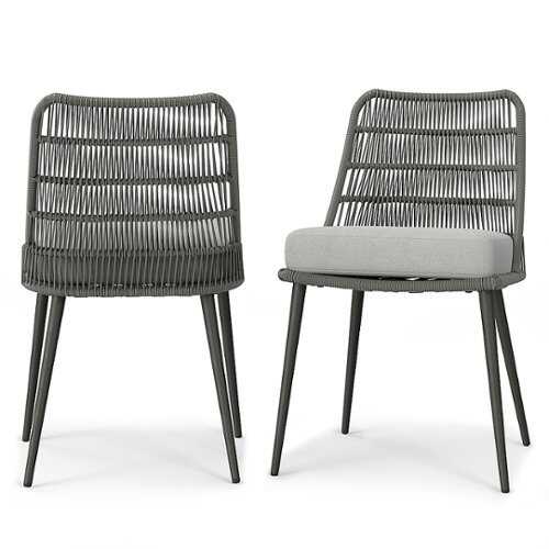 Rent to own Simpli Home - Beachside Outdoor Dining Chair (Set of 2) - Grey