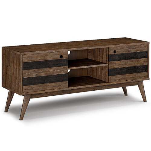 Rent to own Simpli Home - Clarkson Low TV Stand - Rustic Natural Aged Brown