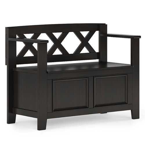 Rent to own Simpli Home - Amherst Small Entryway Storage Bench - Hickory Brown