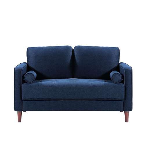 Rent To Own - Lifestyle Solutions - Langford Loveseat with Upholstered Fabric and Eucalyptus Wood Frame - Navy Blue