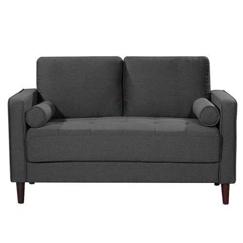 Rent to own Lifestyle Solutions - Langford Loveseat with Upholstered Fabric and Eucalyptus Wood Frame - Heather Grey
